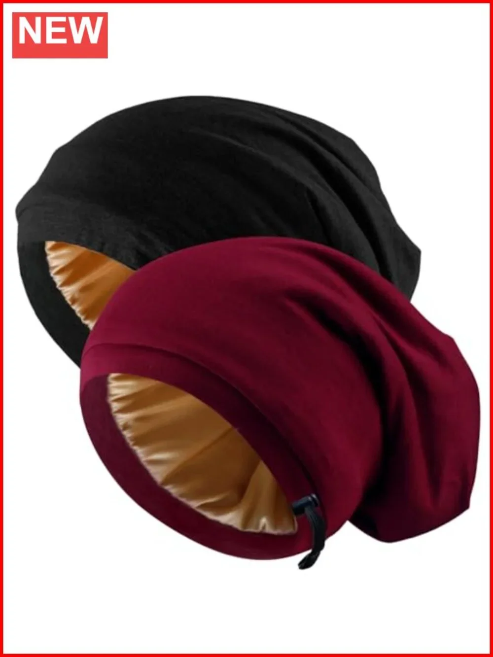 2 Pcs Adjustable Silk Hair Bonnet for Sleeping Satin Lined Sleep Cap